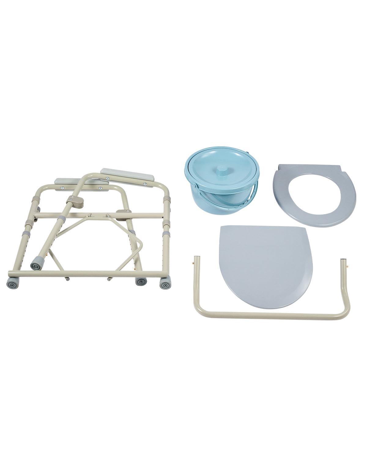 Toilettenstuhl für Senioren 135kg Faltbar Nachtstuhl mit Armlehne Hygienischer Toilettenstuhl Toilettenhilfe WC Stuhl Höhenverstellbar Stuhl für Toilette mit herausnehmbarer Eimer