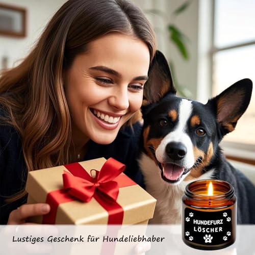 Geschenke für Hundebesitzer Frauen Duftkerze mit Spruch - Hundefurz Löscher Lustige Geschenk für Hunde Liebhaber Frau Freundin zum Geburtstag Valentinstag Weihnachten Geburtstagsgeschenk für Frauen