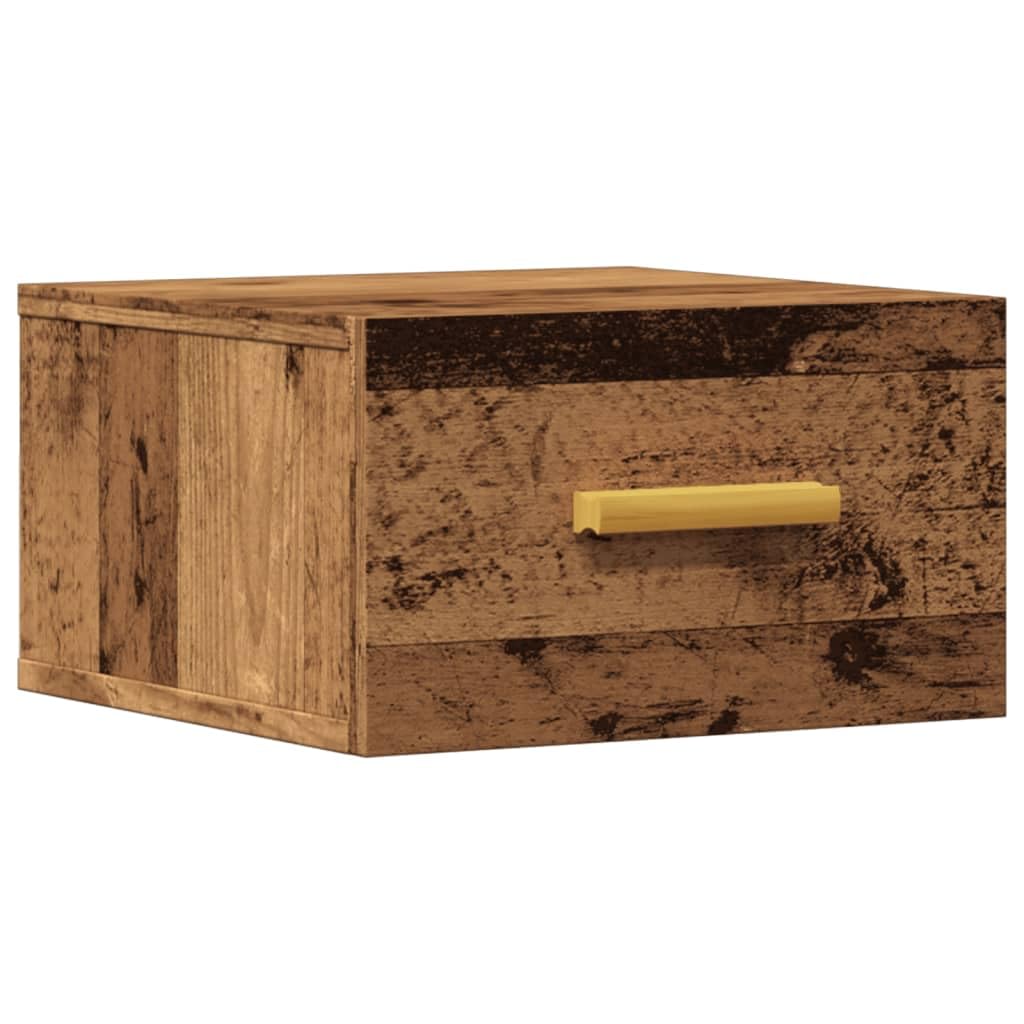 Comodino sospeso da parete, effetto legno anticato, comodino sospeso in legno per camera da letto e soggiorno, console da parete salvaspazio, 35 x 35 x 20 cm
