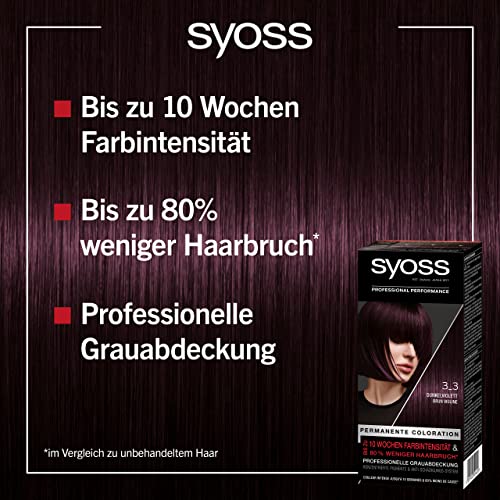 Syoss Color Coloration 3_3 Dunkelviolett Stufe 3 (3 x 115 ml), permanente Coloration für bis zu 10 Wochen Farbintensität und 70 % weniger… – Ansicht 3