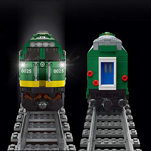 xSuper Technik Zug Bausteine, 2.4G APP/RC Ferngesteuerter Verbrennungsmotor Zug mit Eisenbahn Schienen & Licht,2086… – Bild 4