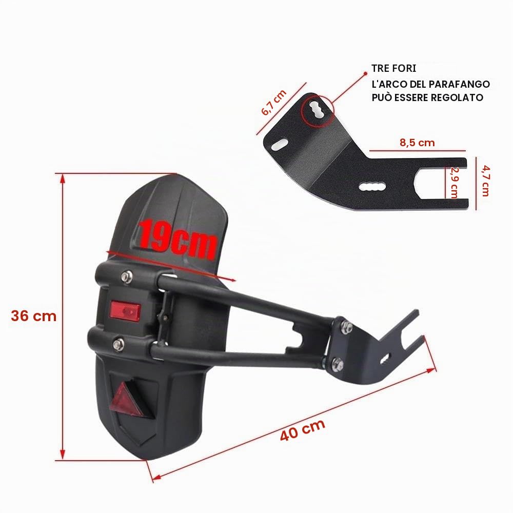 Parafanghi Moto per TRK702X per TRK702 per TRK 702 X per TRK 702X Parafango Posteriore per Moto Accessori Ruota Hugger Mud Guard(Black A)