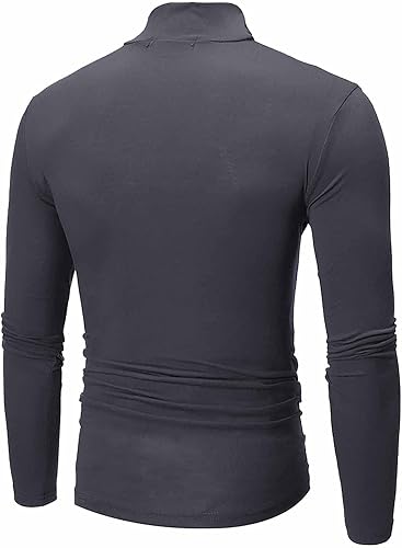 Miniatura 3 de Camiseta de cuello alto casual ligera para hombre ropa interior de manga larga para invierno básica delgada suave cómoda y elástica