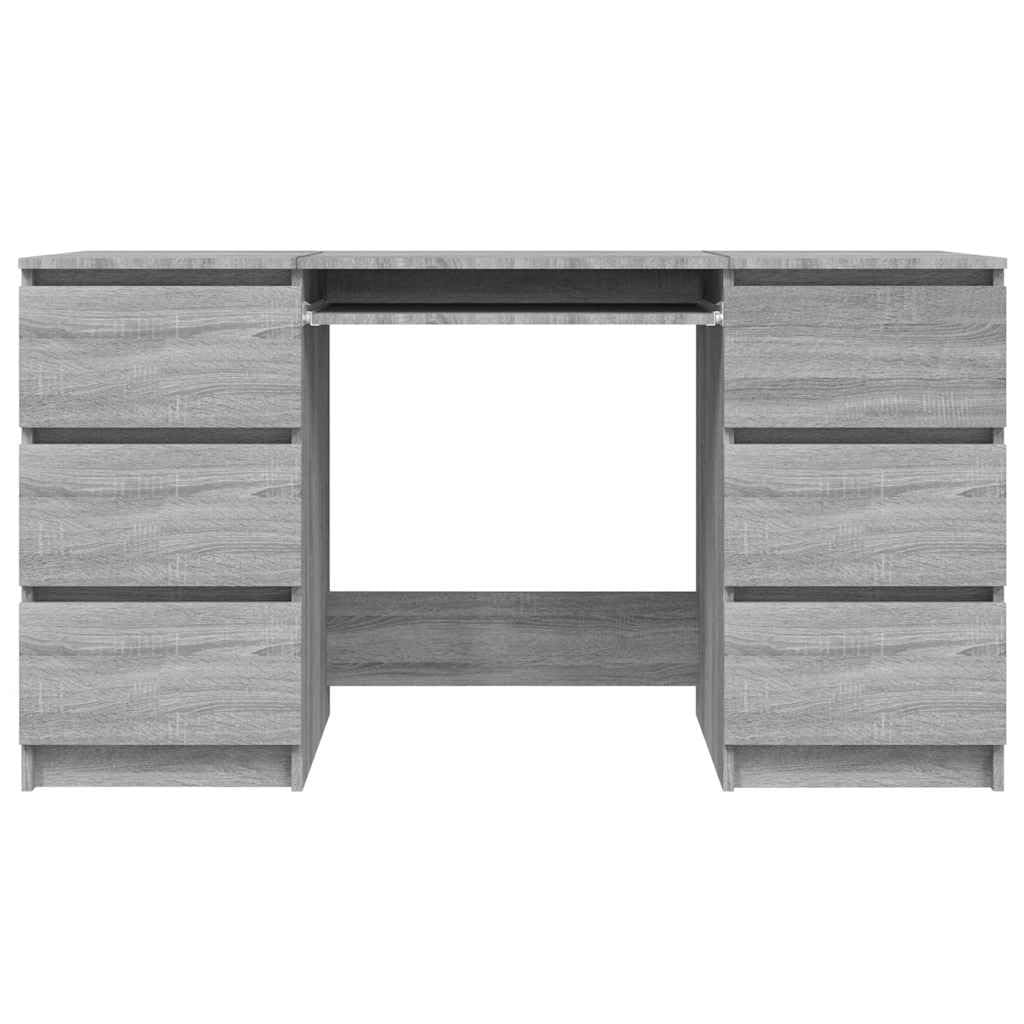 Scrivania in legno Sonoma, 140 x 50 x 77 cm, con cassetto, capienza, compatta, moderna, per ufficio, casa, gaming, PC, lavoro, laptop, segretaria, colore: grigio