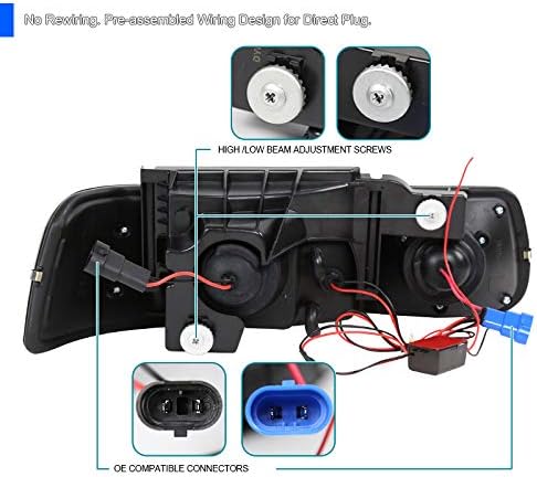 Spec-D Tuning for Chevy Silverado LED Halo Chrome Projector Headlights+Bumper Lights+Fog Lamps