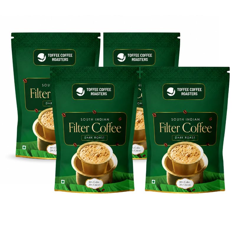 Image of Toffee Coffee Roasters | South Indian Filter Coffee 80:20 | 200g x 4 (800g) Filter Coffee | Traditional Dark Roast Signature Filter Coffee