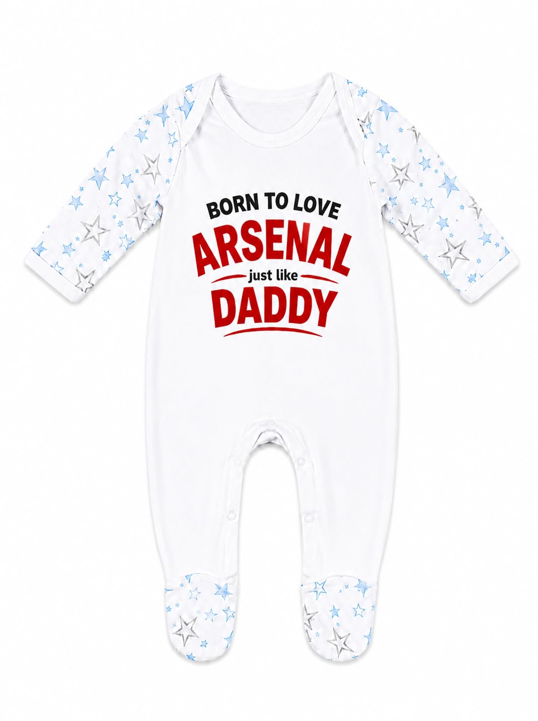 Cheekytots Born to love Arsenal just like Daddy - 100% Cotton, Ultra-Soft, Cosy, and Breathable Rompersuits for Infants and Toddlers