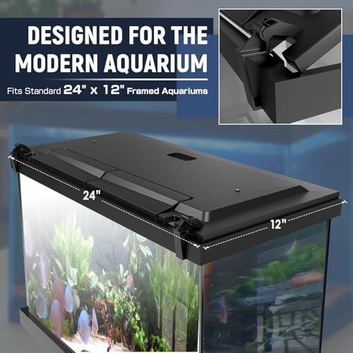 Image of LED Aquarium Hood, White Lights, Fits 24 inch Framed Aquariums, Black