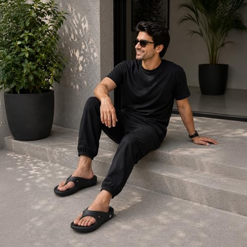 Image of URJO CLASSIC Men's Slippers /FlipFlops Lightweight Super Flexible Arch Support Durable Anti Skid & Stylish Dailywear Slippers /FlipFlops for Men