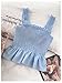 WDIRARA Girl's Smocked Ruffle Hem Tank Top Square Neck Flared Sleeveless Top Light Blue 8Y