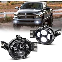 OPP ULITE Ram Led Fog Light for Dodge Ram 1500 2002-2008, Dodge Ram 2500 3500 2003-2009, 80W 6000K 9600LM Plug N Play 4.5inch Fog Lights Replacement, 2PC Pack, Black