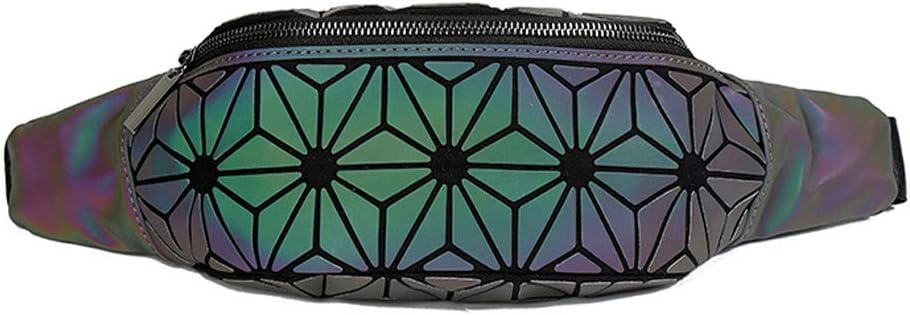 Women Geometric Luminous Waist Bag Fanny Pack Sport Outdoor Travel Chest Bag Purse