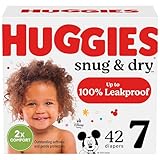 Huggies Size 7 Diapers, Snug & Dry Baby Diapers, Size 7 (41+ lbs), 42 Count, Packaging May Vary