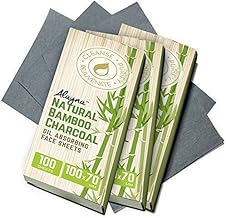 (3 PK) Oil Blotting Sheets- Natural Bamboo Charcoal Oil Absorbing Tissues- 300 Pcs Organic Blotting Paper- Beauty Blotters for the Face- Papers Remove Excess Shine- For Facial Make Up & Skin Care