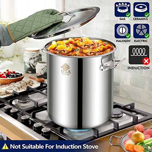 ARC-40QT-Stainless-Steel-Stock-pot-6-Piece-For-Seafood-Boil-Pot-with-Basket-and-Steamer-RackCookware-for-Crawfish-Crab-Shrimp-Lobster-Boiling-Pot-Turkey-Fryer-Pot-Tamale-Steamer-Pot-with-Strainer