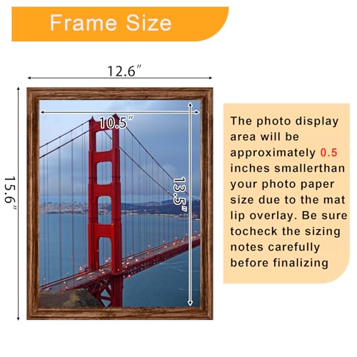 Image of BESCRCL 11x14 Picture Frame Wall Hanging, Engineered Wood Photo Frames for 11 x 14 Picture, Brown, 1 Pack