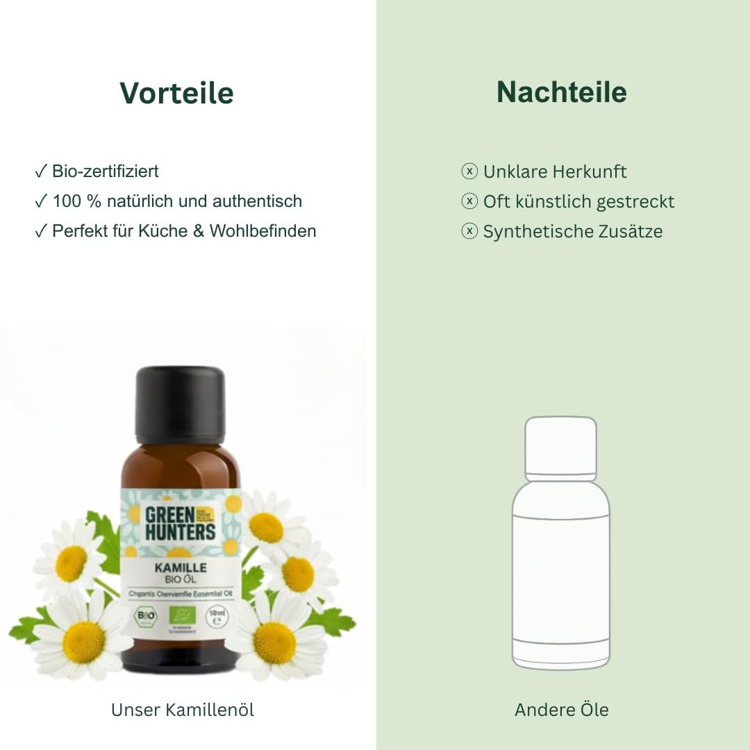 Olio di camomilla biologico 10 ml – 100% puro olio essenziale naturale – di camomilla greca – aromaterapia, massaggio e relax