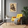 Golden Steam Engine Vintage Framed Wall Art Print A2 (59.4×42cm) Black, Wall Decor for Living Room, Bedroom, Office & Home, Ready to Hang, Art Gift #1