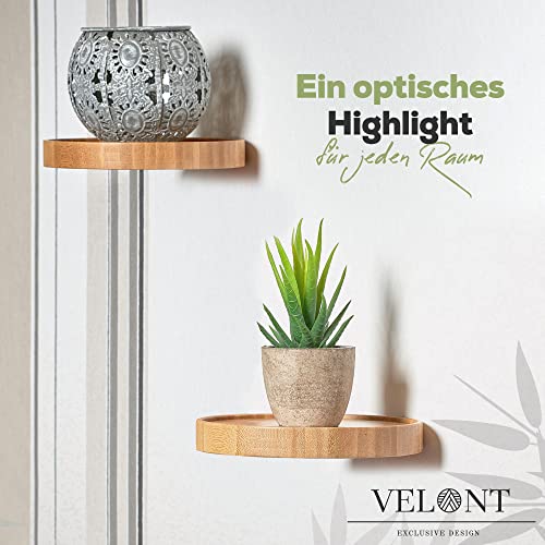 Étagère en bambou à effet flottant VELONT, mini support mural scandinave rond Ø 15 cm - 5