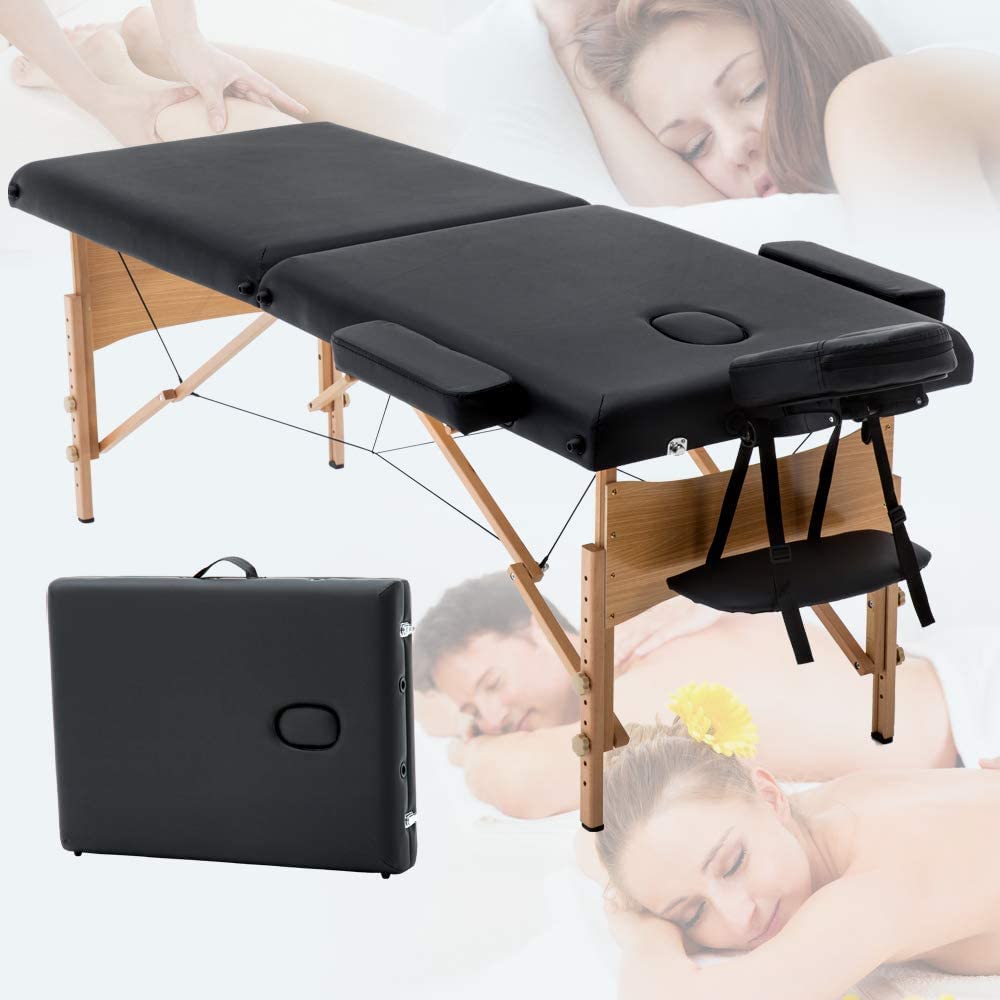 COOLBABY Medibeauty Portable Massage Bed Table, Light Weight 17Kg, Black, KYBJ-302-TMM