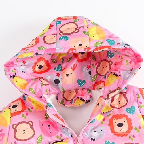 Kids Cute Cartoon Graphic Windbreaker Jacket Lightweight Hooded Rainproof Coat Fall Winter Outdoor Hiking Clothes2