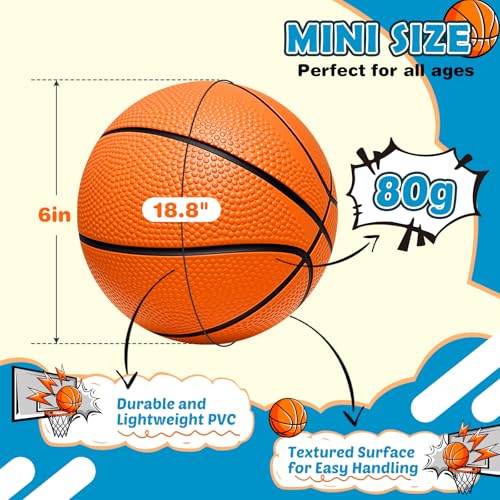 Image of Iyoyo Mini Basketball Set - 5 Pack 6 inch Small Balls with Pump, Over The Door Mini Hoop Replacements, Toy for Toddlers, Kids, Teenagers, Pool, Indoors, Outdoors