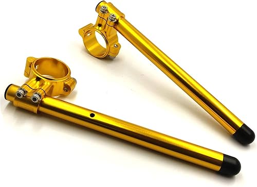 Miniatura 6 de Par elevador manillar 1.772 in tubo Clip-ons Manillares Abrazadera Oro Compatible con Cafe Racer Harley