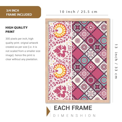 Image of kotart Madhubani Painting Traditional Indian Art Wall Painting for Bedroom Living Room Hotel Room Wall Decor (10x13 inch, Multi color) Pack of 6
