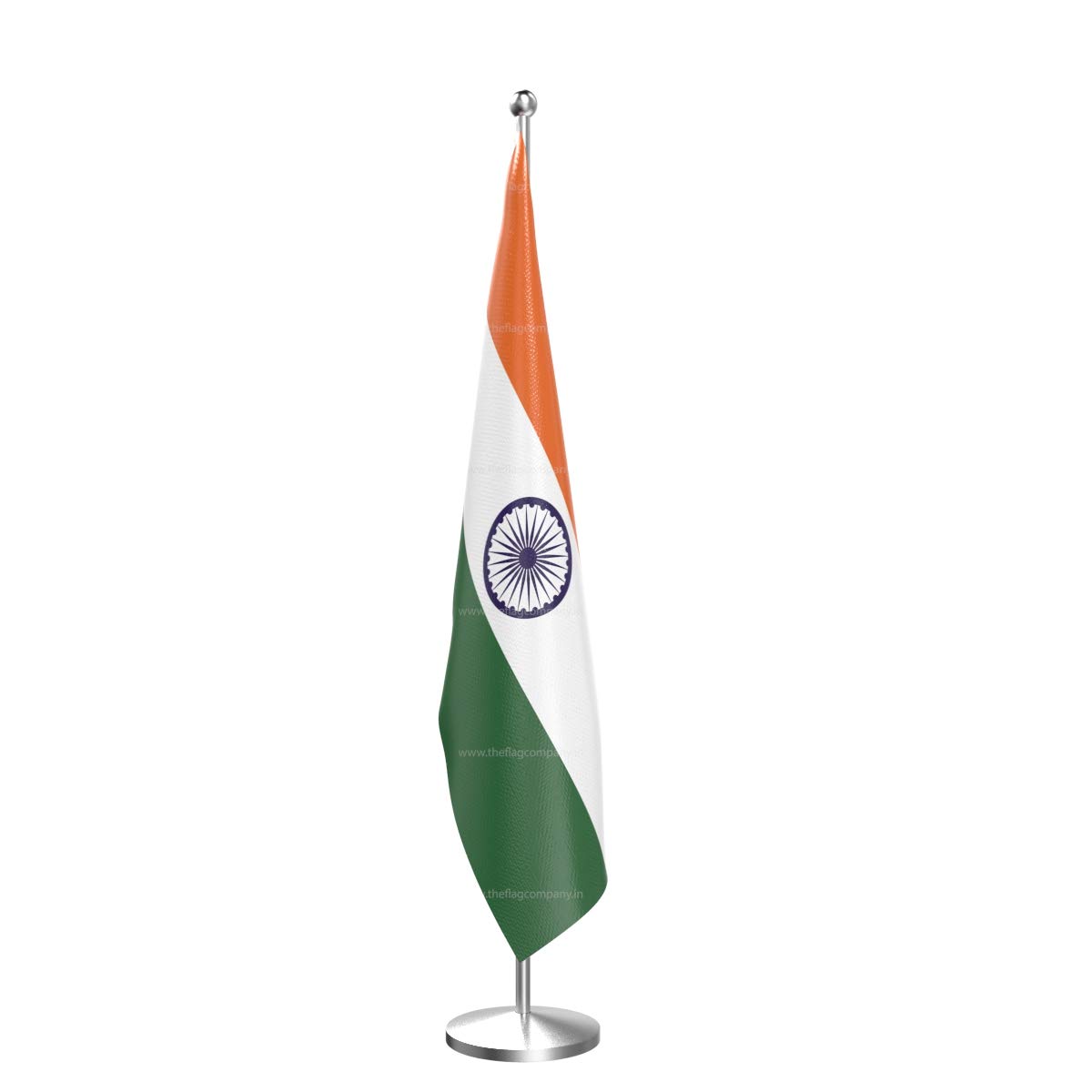 The Flag Company 6-Foot Indoor Flag Pole with Indian Flag | Stainless Steel Conference Pedestal Flag Stand | National Flag Display for Events, Offices & Auditoriums