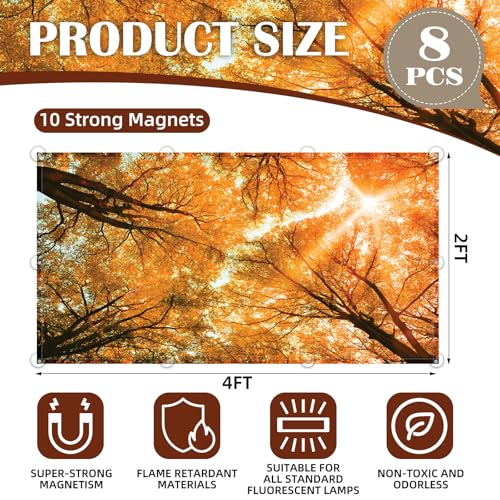 Image of ANGSYLTH 8 Pcs Fluorescent Light Covers - 4 x 2 Feet Covers for Ceiling Lights, 8 x 10 Magnetic Light Filters for Classroom, Office, Hospitals (Autumn & Sunset)