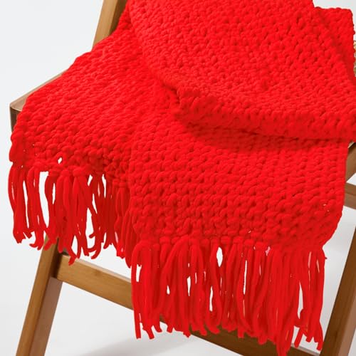 Image of INNDUN Blanket Yarn 8 Pack of 100g /3.5oz - Red Chenille Yarn 6 Super Bulky - Knitting, Crocheting & Crafts Chunky Yarn