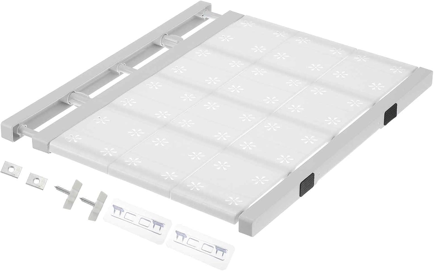 HARFINGTON Expandable Closet Tension Shelf 18.9" to 31.5" Adjustable Closet Organizer 2.4" x 16.54" Flower Pattern Storage Rack for Wardrobe Cupboard Kitchen Bedroom