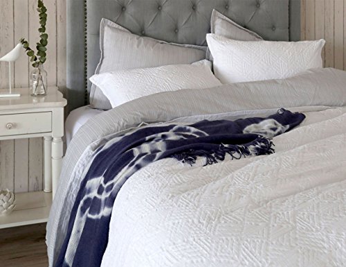 Meadow Park Matelasse Duvet Cover Set, 100% Cotton, Pre-Washed, Soft & Cozy, Woven Jacquard Textured, Modern Geo Design Bedding Set, King, White #TOP1