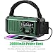 Emergency Weather Radio 20000mAh NOAA/AM/FM with 74000mWh USB/Solar/Hand Crank Charging, Battery Operated, SOS Alarm & Flashlight for Indoor/Outdoor Emergencies (Green)
