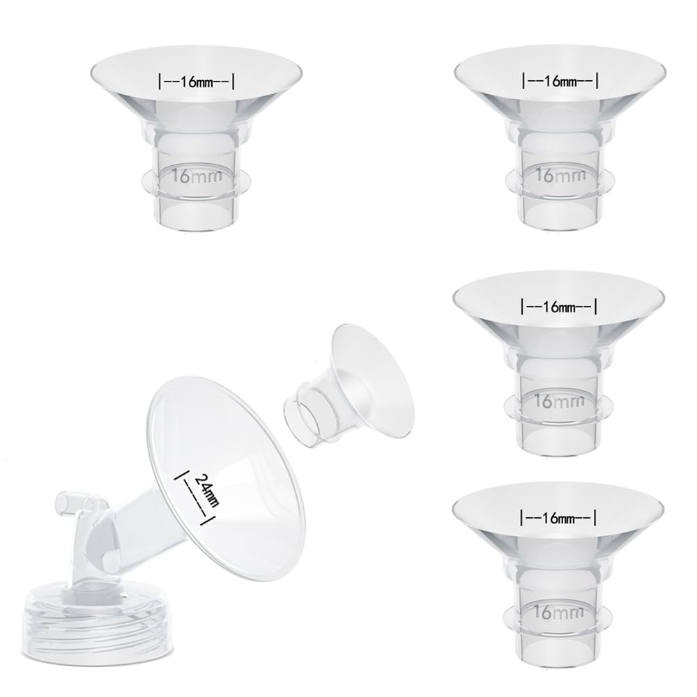 4PCS 16mm Flange Inserts Compatible with Momcozy Air 1/W1/M9/M6/M5/S9pro/S12pro/Spectra/Eufy/Medela/Spectra/Elvie/Lansinoh Breast Pump,Reduce 24mm Tunnel Down to Correct Size
