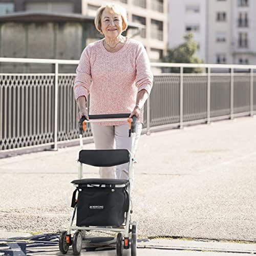 Mobiclinic®, Shopping Trolley with Seat, Mobility Walker, Model Coliseo, Foldable, Rollator, Steel, Trolley with Backrest, Shopping Trolley on Wheels, Bag Removable, Directional Locking