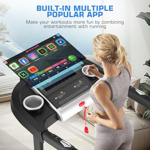 Image of Incline Treadmills for Home with TV Screen and WiFi, 3.5HP Smart Walking Pad Treadmill with Incline, Heavy Duty Foldable Electric Running Machine with 10 inch Touchscreen, 3D Virtual Sports Scenes