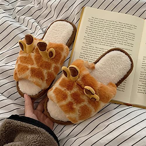 Lovely Giraffe Cotton Slippers Female Non-slip Plush Shoes3