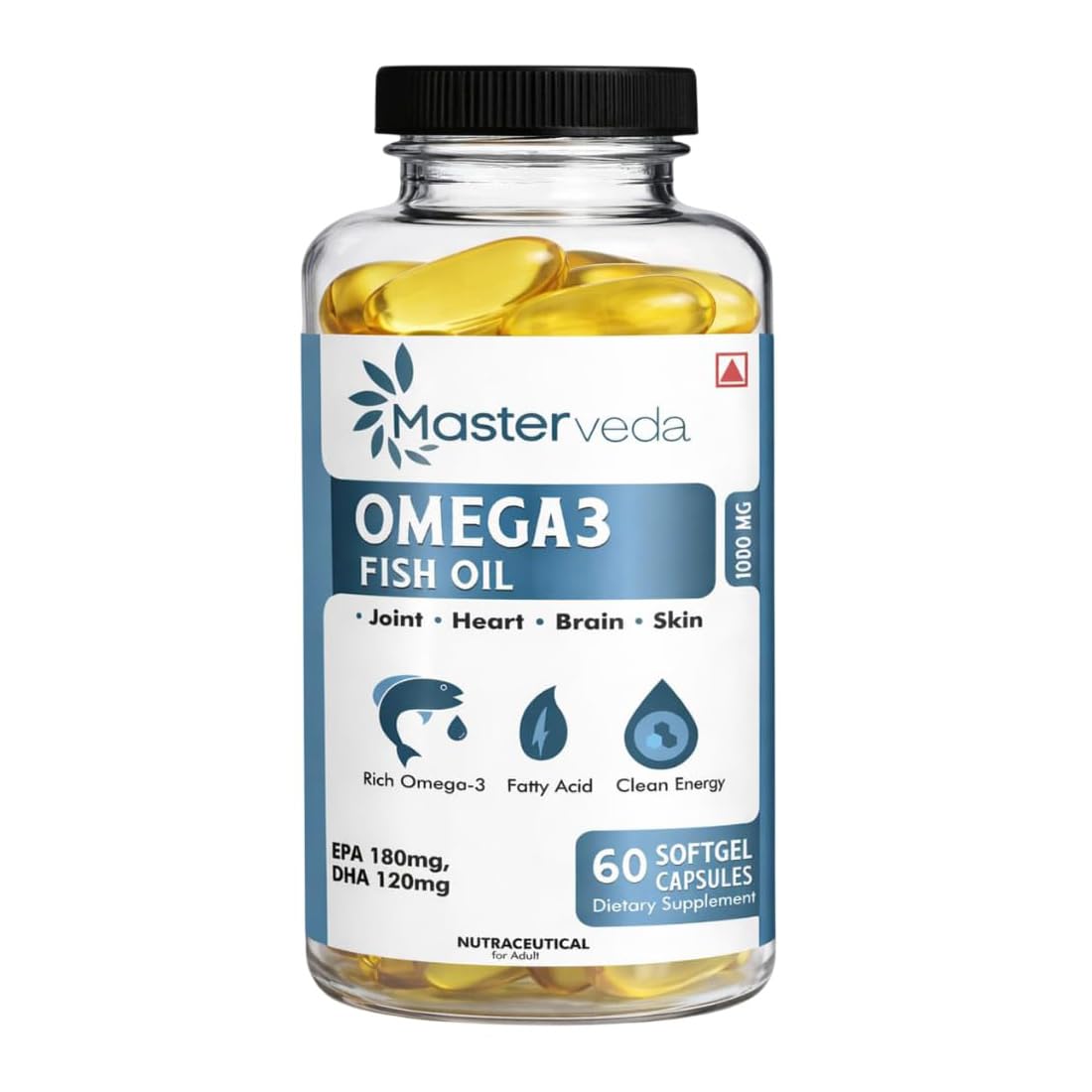 Omega 3 Fish Oil For Men And Women (60 Capsules) | 1000mg Omega 3 with 180mg EPA & 120mg DHA | For Brain, Heart, Eyes, and Joints Health-image-12