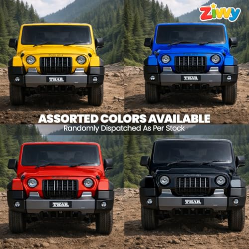 Image of Die Cast Metal Toy Car 1:39 Scale, 4x4 Thar Jeep Car Toy for Kids with Pull Back Action, Openable Doors, Toy Cars for Kids 2+ Years Boys Girls, Miniature Model Car Gift, Random Colors