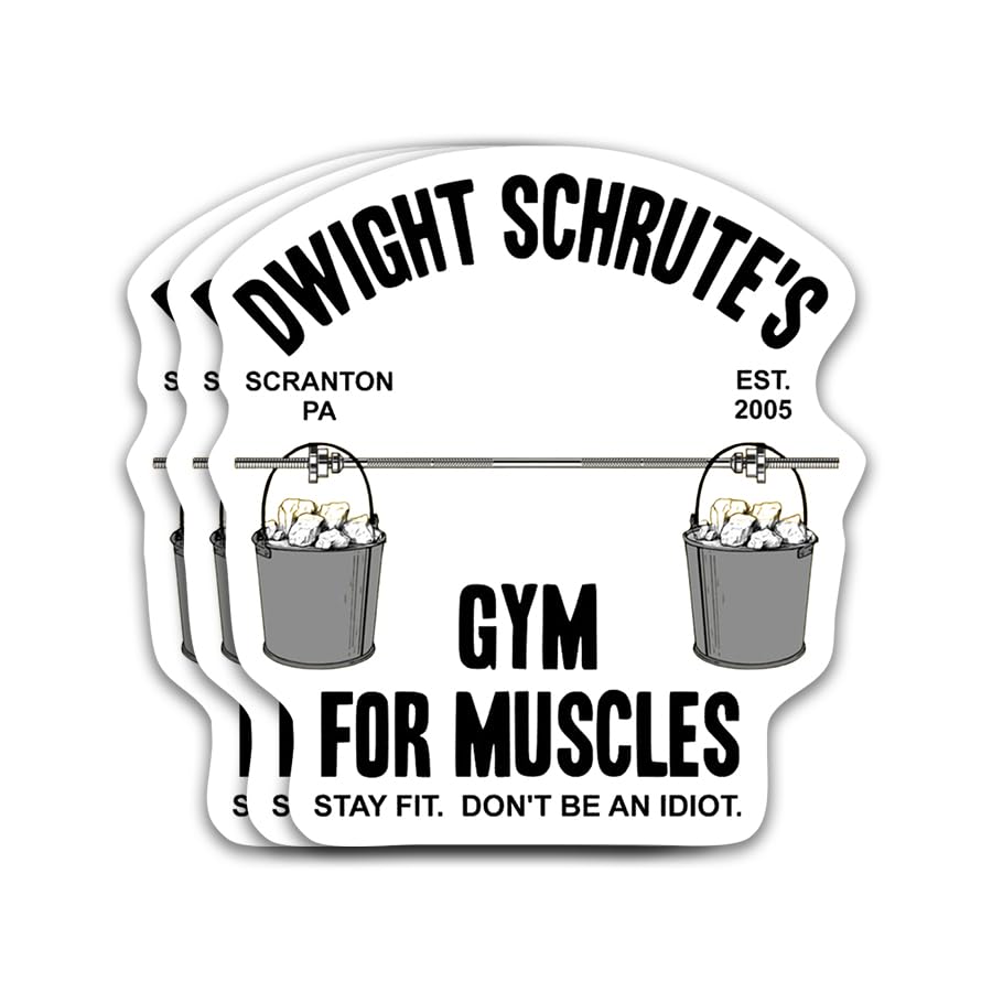 (3Pcs) Dwight Schrute Gym for Muscles Sticker Funny Quotes Vinyl Sticker, Movie Quotes, Sarcastic...