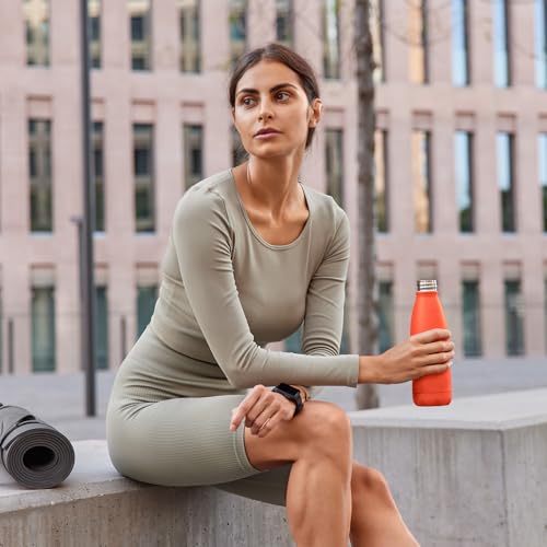 Image of Mont-Clair Stainless Steel Water Bottle, Vacuum insulated - BPA Free, 12h Hot & 24h Cold Drinks, Metal Water Bottle 34 oz Leakproof, Ideal for Adult, Kids, Running - Orange