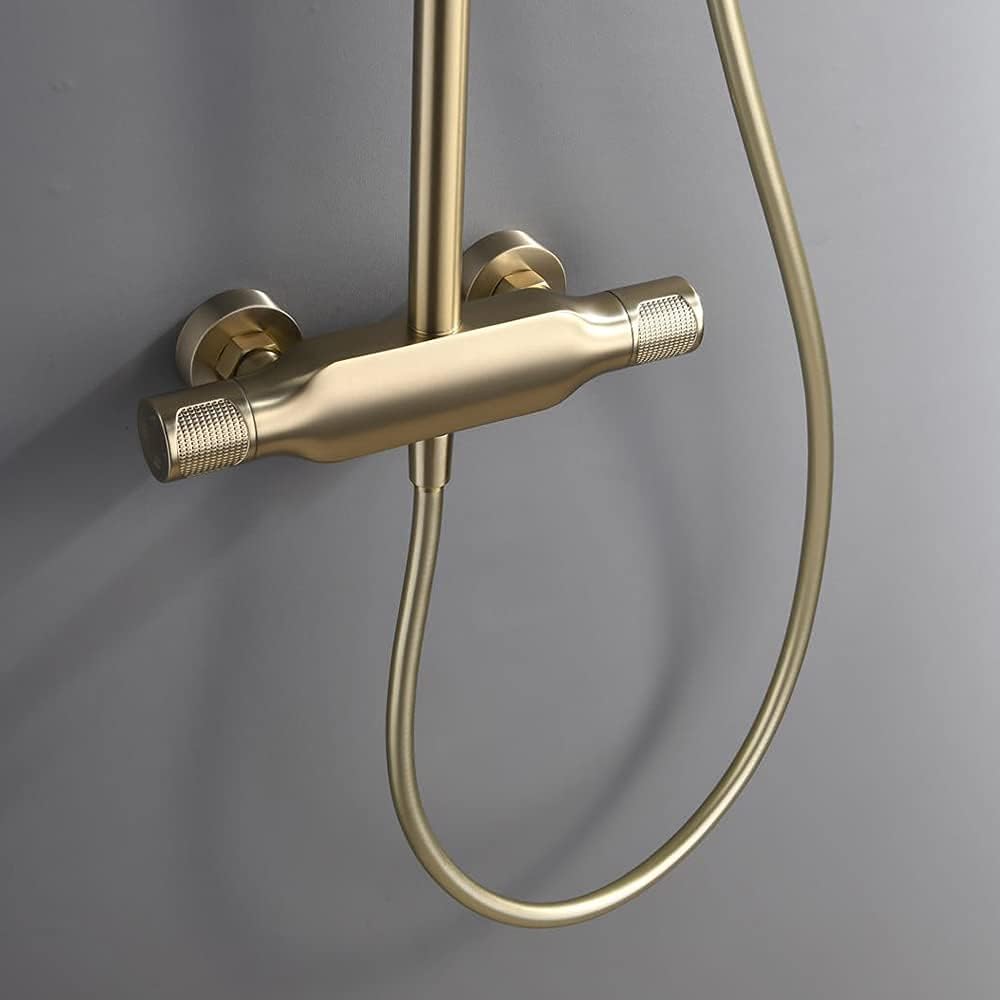 LUNEZY Bathroom Shower Column Set with 10" Shower Head Brass Hot Cold Wall Mounted Shower System Set with Shower Head and PVC Shower Hose