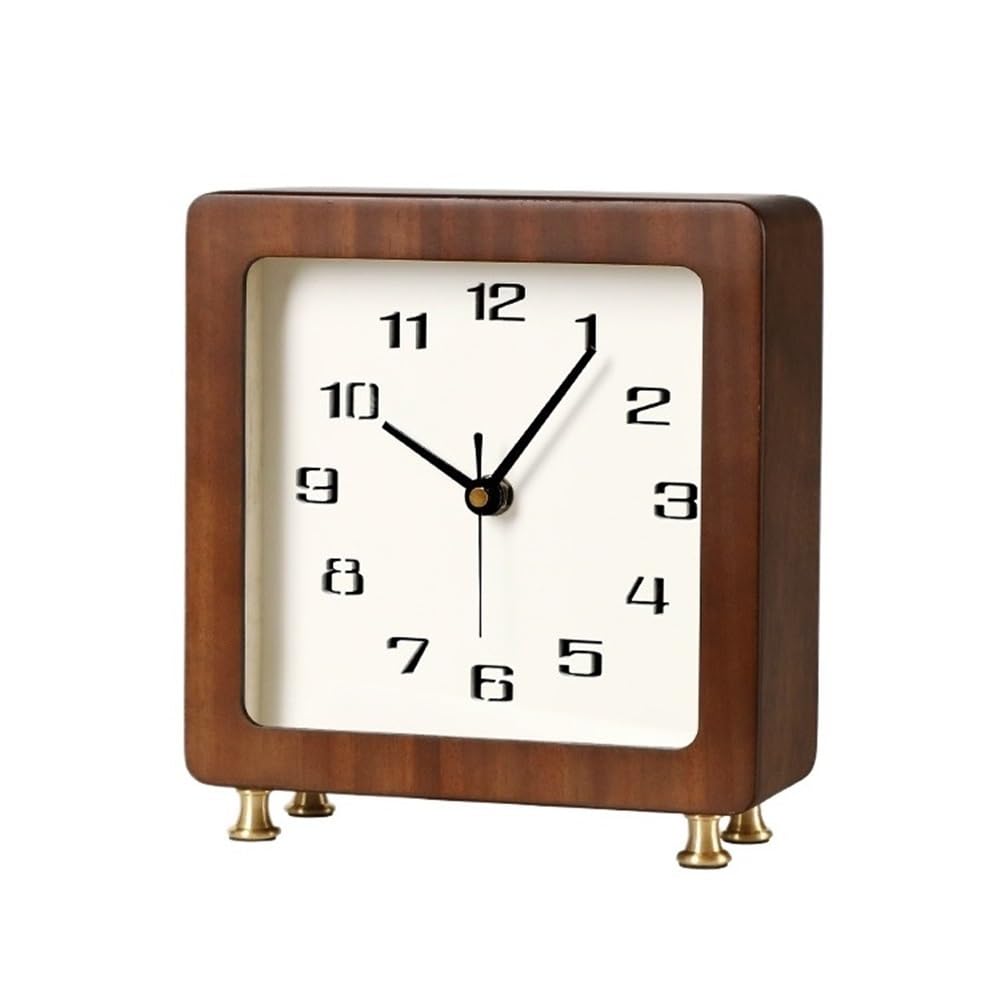 S5b8W3g7 Mantel Clocks New Chinese Wooden Desk Clock Household Living Room Coffee Table Creative Decoration Simple Mute Quartz Decorate