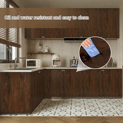 Miniatura 6 de Abyssaly Vinilo Adhesivo Muebles Madera, Papel Adhesivo Para Muebles Vintage, Papel Pintado Autoadhesivo Para Muebles Roble Marron Oscuro Decorativo Cocina Encimera Ventana 30cmx200cm