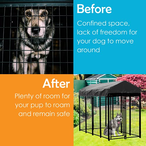 Dog Kennel Outdoor, Outside Kennels, Large Wire Crate, 4x8x6 Ft, Metal, Welded, Dogs Runs, w/Roof Cover, Big Enclosed… - Image 7