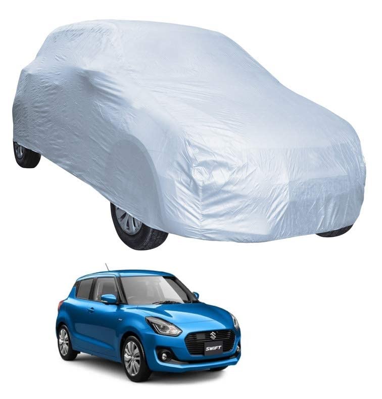 Image of Auto Hub Car Cover Compatible with Maruti Swift (Model : 2018-Till Date) with Weather Proof, Triple Stitched, Swift Car Cover- Plain Silver