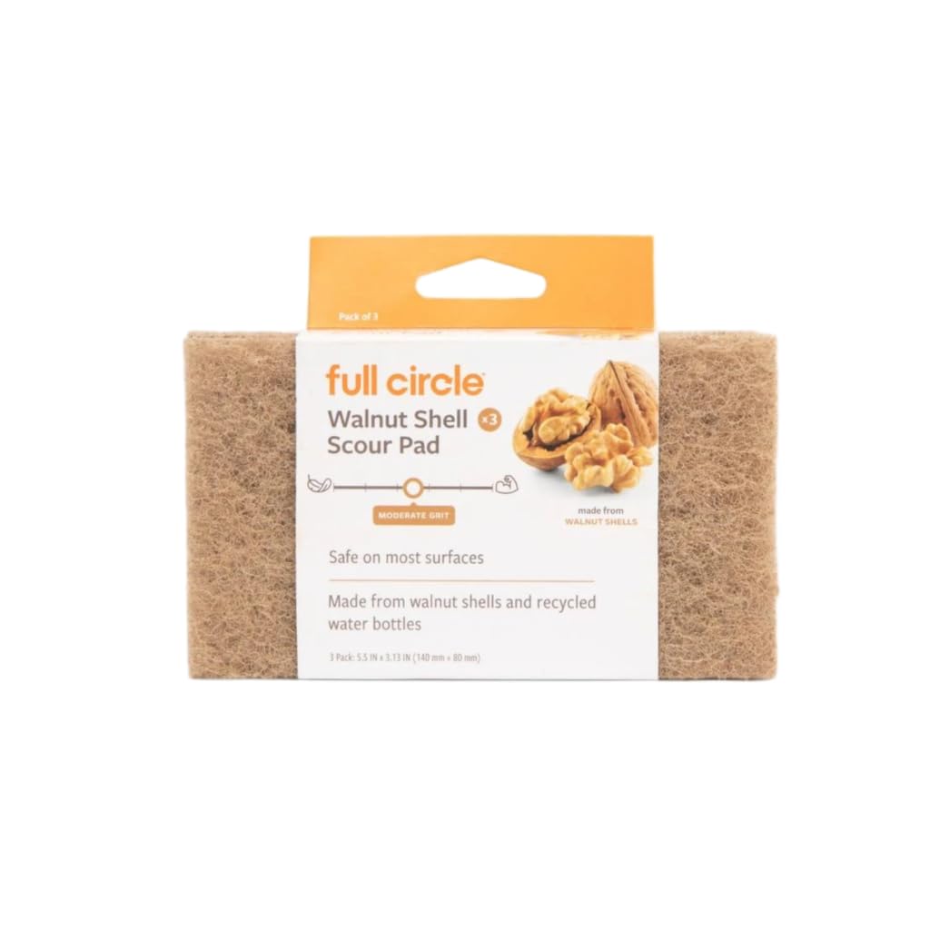 mastrad Walnut Shell Non-Scratch, Brown, Scouring Pads, Set of 3