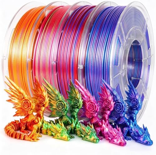 Image of Silk PLA 3D Printer Filament Bundle, Shiny Dual Color