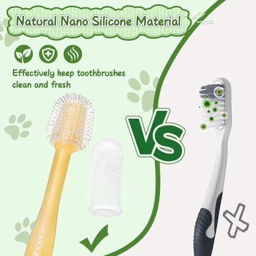 Pacote com 4 escovas de dentes para cães e gatos 360° de silicone macio para cães e gatos 360 ° com